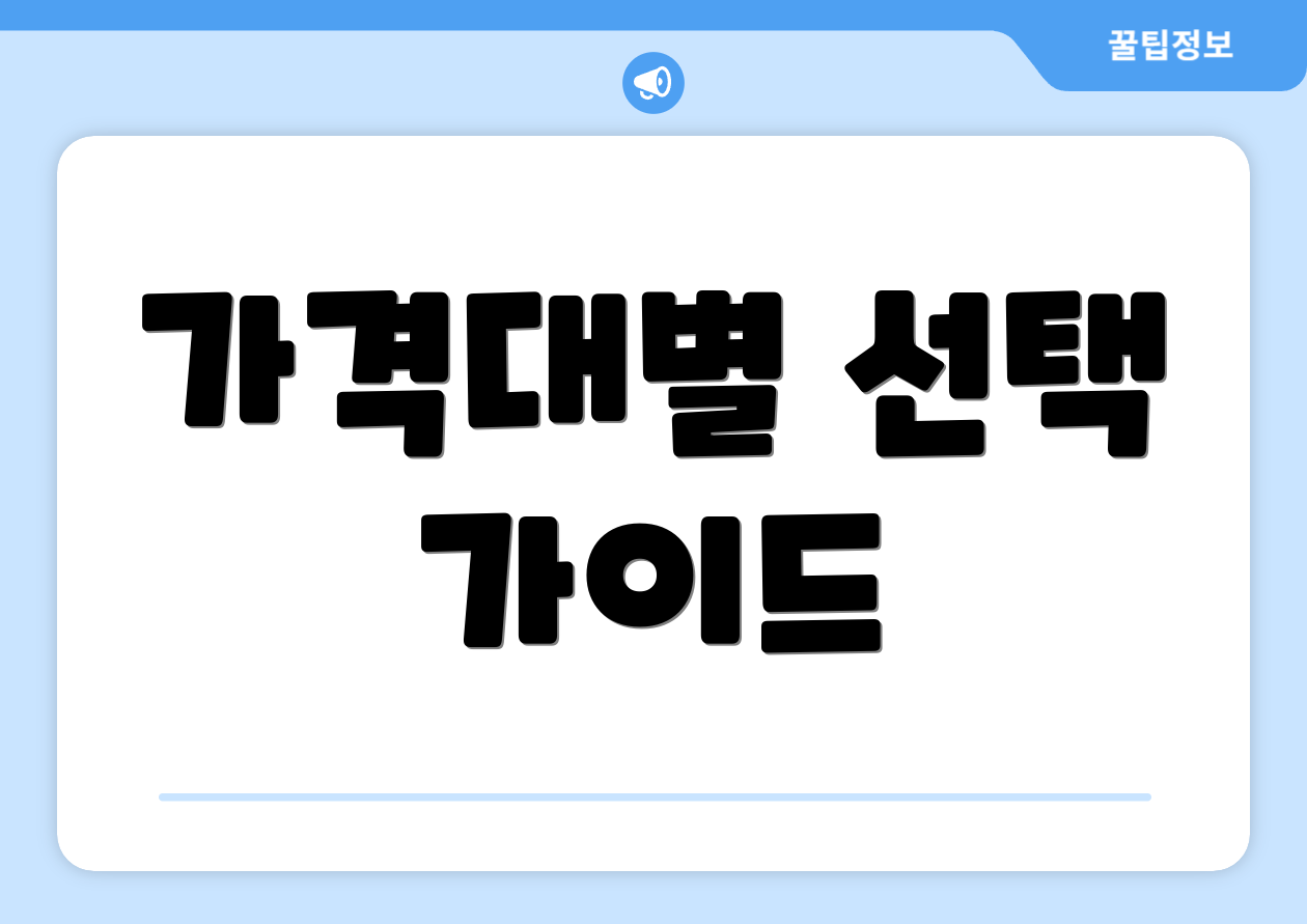 가격대별 선택 가이드
