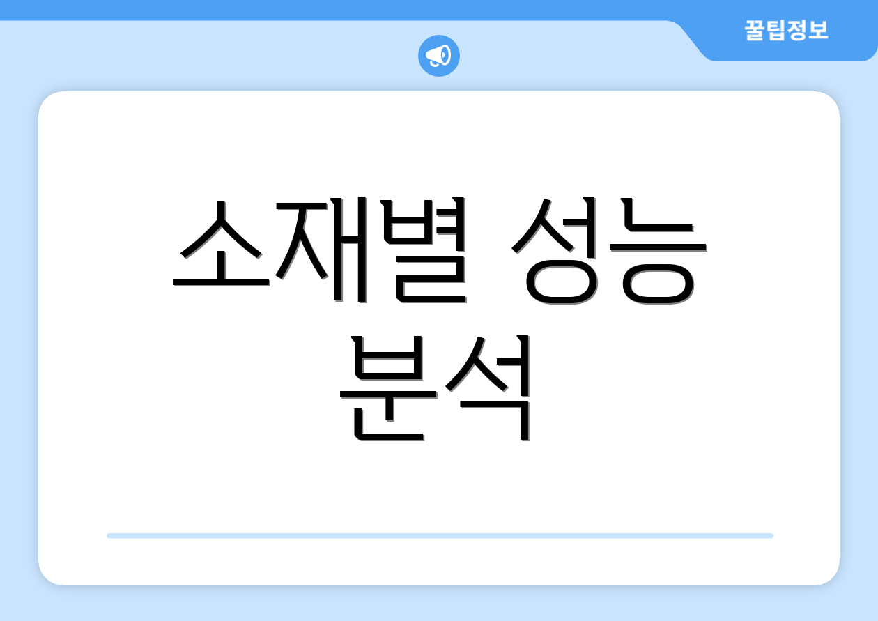 소재별 성능 분석