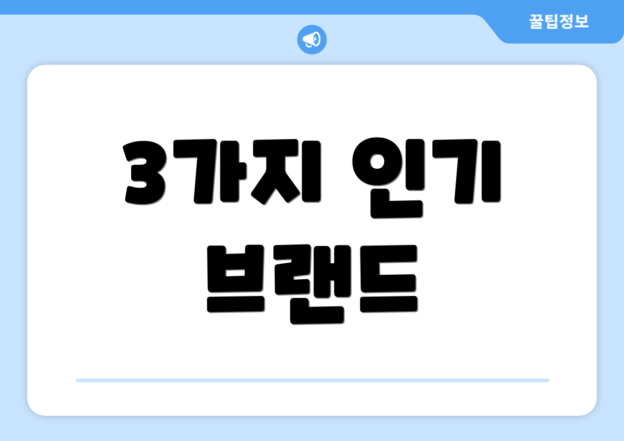 3가지 인기 브랜드