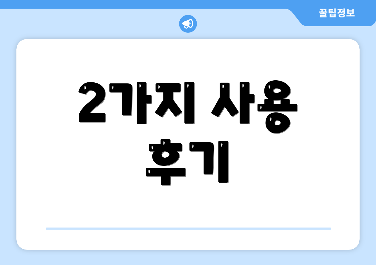 2가지 사용 후기
