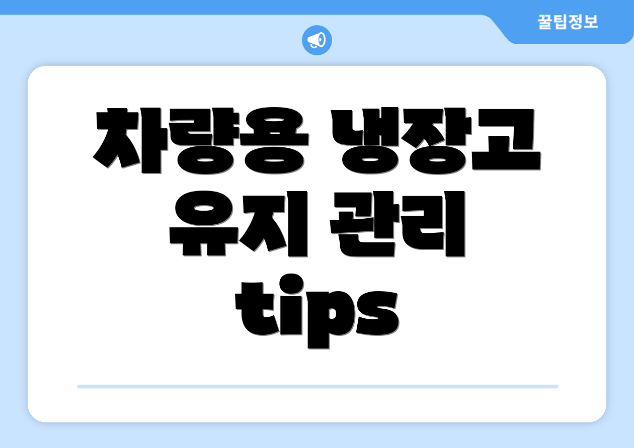 차량용 냉장고 유지 관리 tips