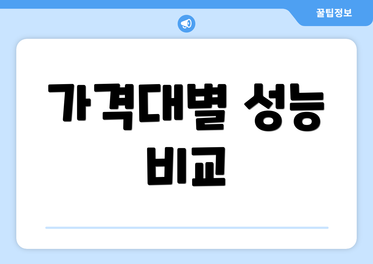 가격대별 성능 비교