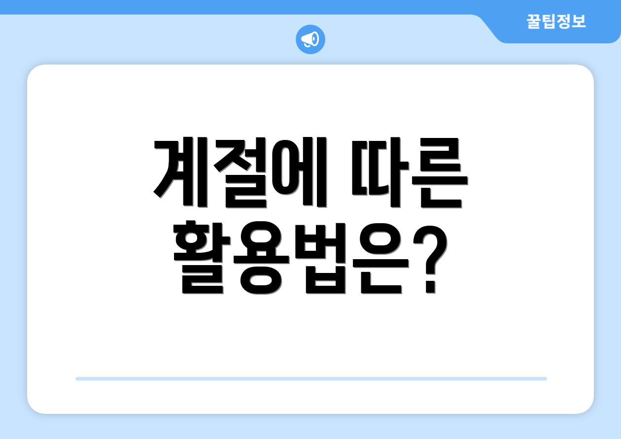 계절에 따른 활용법은?