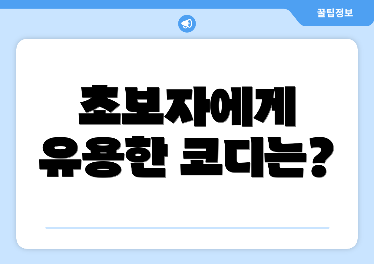 초보자에게 유용한 코디는?